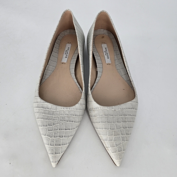 M.M.LAFLEUR The Rowan Flat embossed croc pointy toe grey size 37 - Picture 2 of 8